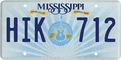 MS license plate HIK712