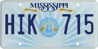 MS license plate HIK715