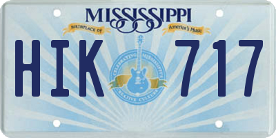 MS license plate HIK717