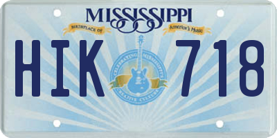 MS license plate HIK718