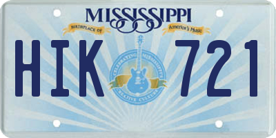 MS license plate HIK721