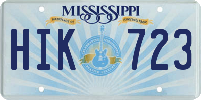 MS license plate HIK723