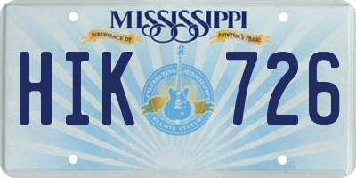 MS license plate HIK726