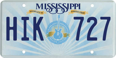 MS license plate HIK727