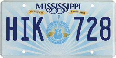MS license plate HIK728