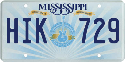 MS license plate HIK729
