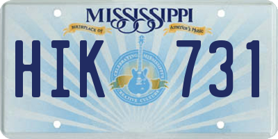 MS license plate HIK731