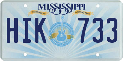 MS license plate HIK733