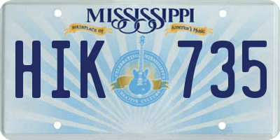 MS license plate HIK735