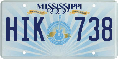 MS license plate HIK738