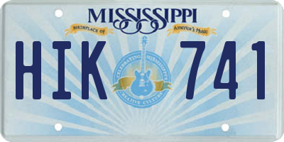 MS license plate HIK741