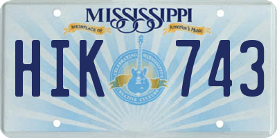 MS license plate HIK743