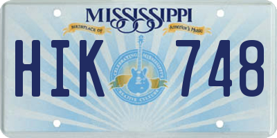 MS license plate HIK748