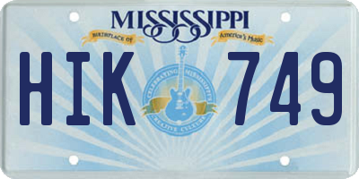 MS license plate HIK749
