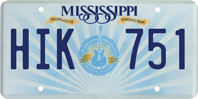 MS license plate HIK751