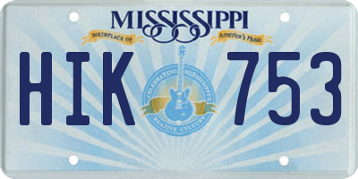 MS license plate HIK753