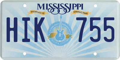 MS license plate HIK755