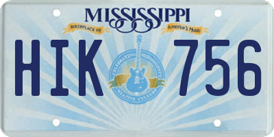 MS license plate HIK756