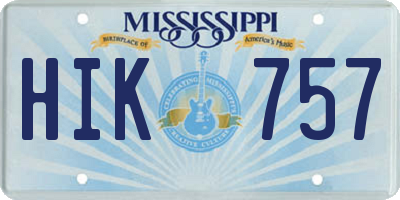 MS license plate HIK757