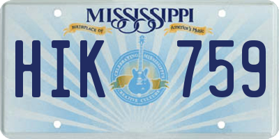 MS license plate HIK759