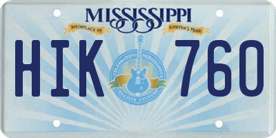 MS license plate HIK760