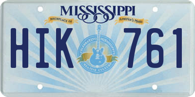 MS license plate HIK761