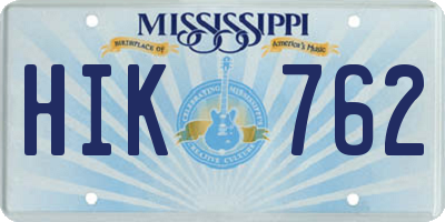 MS license plate HIK762
