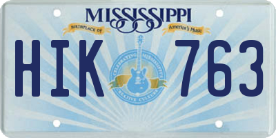 MS license plate HIK763