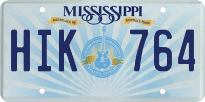 MS license plate HIK764