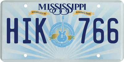 MS license plate HIK766