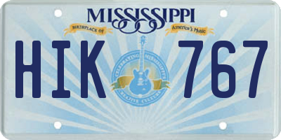 MS license plate HIK767