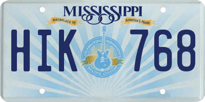 MS license plate HIK768