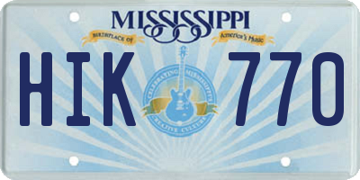 MS license plate HIK770
