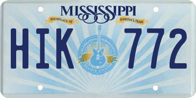 MS license plate HIK772