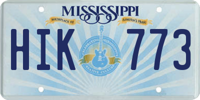 MS license plate HIK773