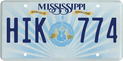 MS license plate HIK774
