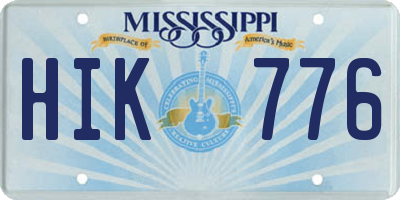 MS license plate HIK776