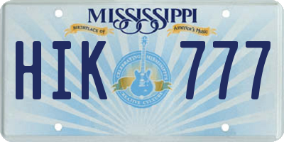 MS license plate HIK777