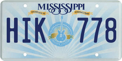 MS license plate HIK778