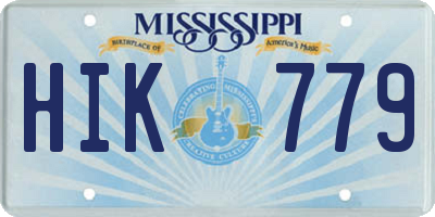 MS license plate HIK779