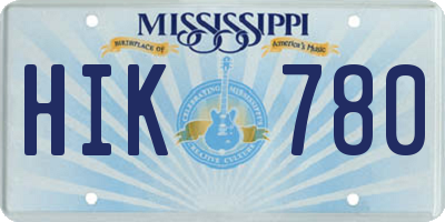 MS license plate HIK780
