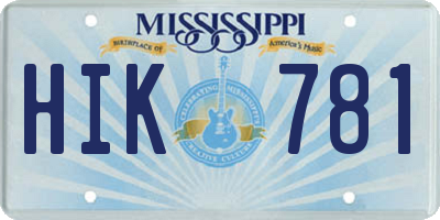 MS license plate HIK781