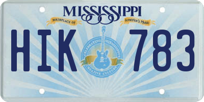 MS license plate HIK783