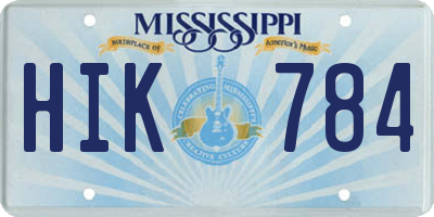 MS license plate HIK784