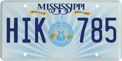 MS license plate HIK785