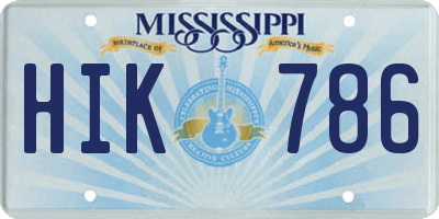 MS license plate HIK786