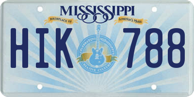 MS license plate HIK788