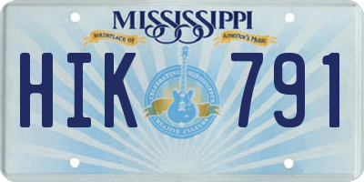 MS license plate HIK791