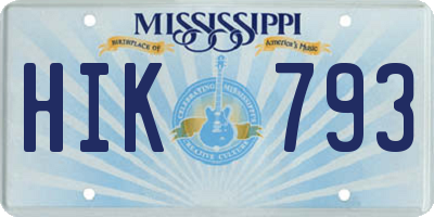 MS license plate HIK793