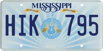 MS license plate HIK795